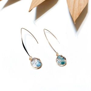 Blue and Gold Stone Drop Earrings